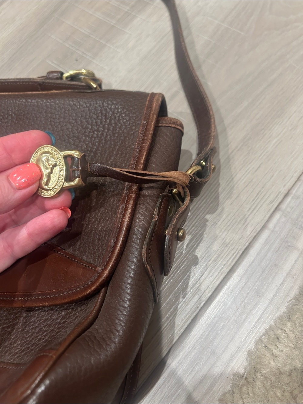 Vintage Dark Brown Leather Dooney & Bourke Crossbody Satchel - Picture 6 of 15